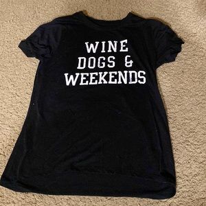 Wine Dogs and Weekends Black Tee